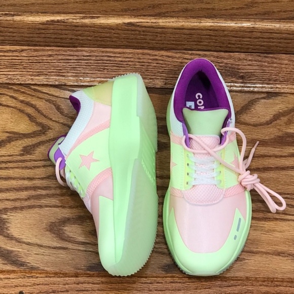 Converse Run Star Translucent Ox Storm Pink Barely Volt Shoes - Picture 4 of 8